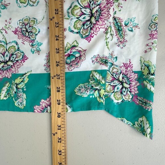J Jill Floral Sleeveless Top 4X White Teal Lightweight Summer - Picture 6 of 9